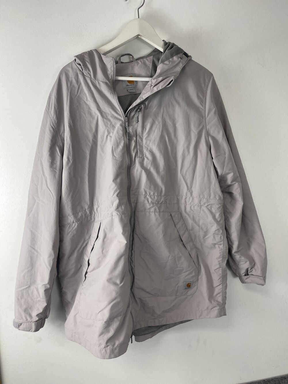 Carhartt Jacket Women Extra Large 16 18 Gray Hooded Windbreaker Lightweight N192